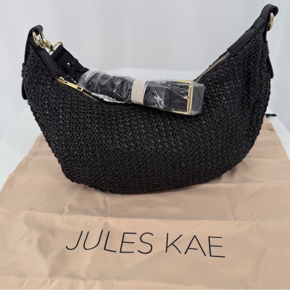 JULES KAE - Woven Hobo Bag with Braided Strap